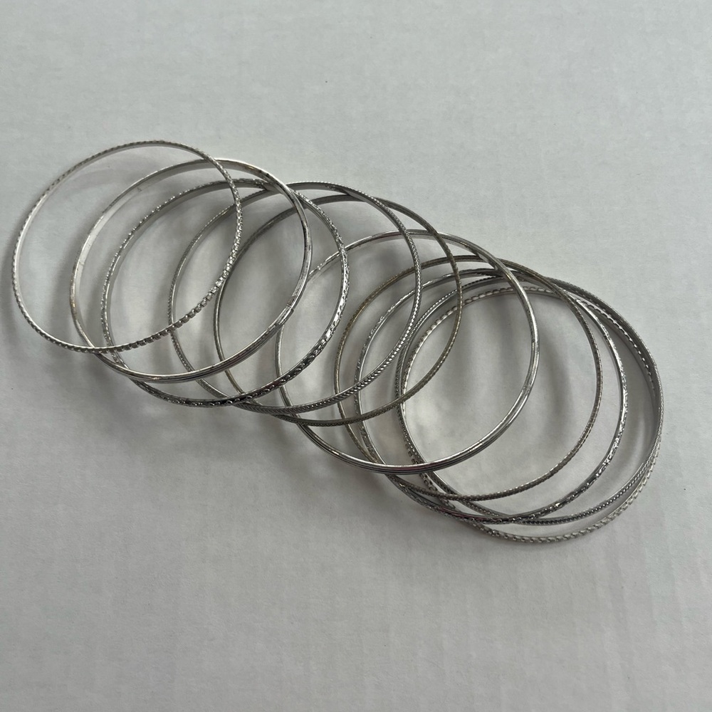 Elegant Silver Bangle Set
